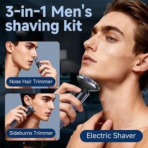 3 in 1 Electric Razor for MenCordless Electric ShaverMen's Grooming kit for BeardsideburnBody HairNose and Ear HairfaceWaterproofUSB-C ChargingMen's Gift