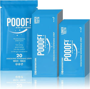 POOOF! Dissolving Teeth Whitening Strips by Dr. Bill Dorfman | 12% Hydrogen Peroxide | No-Slip Melt-Away Advanced Seal | Fast Stain Removal | Enamel &amp Sensitive Safe | 20 Ct (10-Day) | Polar Mint