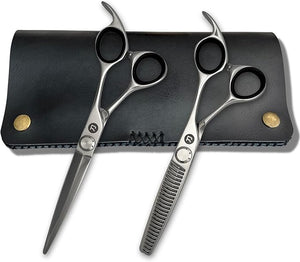 Saki Shears Tanto - Professional 6.5 Hair Cutting Scissors Set Includes Thinning Shears and Leather Case