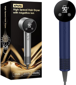 Travel Hair Dryer 110000 RPM Professional High-SpeedNegative Ionic Care Hair Dryer with Smart Temperature Control for Fast Drying Low Noise Thermo-Control Hair Dryer-RK201