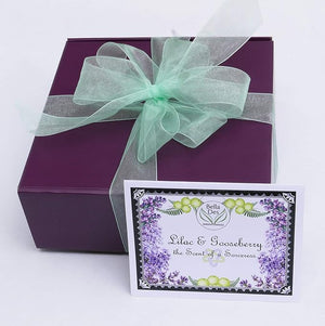 Lilac &amp Gooseberry Gift Set | Perfume Lotion Body Wash and Soy Candle | Full Size Items in Pretty Box with Bow and Card | Yennefer Scent of a Sorceress