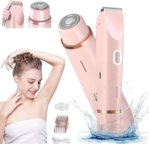 Dual Head Shaver Women, Electric Bikini Trimmer for Women, 2-in-1 IPX7 Waterproof Rechargeable Hair Razor, Wet &amp; Dry Use Hair Removal (1pcs)