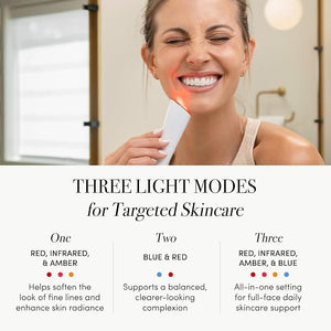 reVive Lux Collection Glo Aging &amp Acne Device FDA-Cleared &amp Medspa-Quality Blue Light Red Amber &amp Infrared Acne Tools Science-Backed LED Light Therapy Products