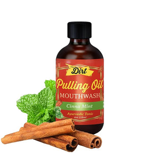THE DIRT Oil Pulling Mouthwash - Gluten Free - Removes Plaque Tartar Bad Breath &amp Whitens Teeth (Cinna Mint 4 Ounce)