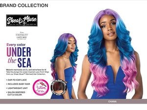 Sensationnel Shear Muse Lace Wig - Chana Deep Laceparting Hand Tied Ready to Wear Synthetic Prestyled Units (1B OFFBLACK)