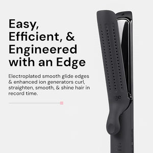 L'ANGE HAIR Le Duo Edge 360¡Æ Airflow Titanium Styler Blush | 2-in-1 Flat Iron Straightener &amp Curling Iron | 1¡± Wide Titanium Plates with Rounded Corners &amp Softly Beveled Edges (Black)