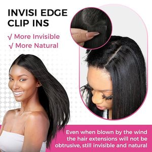 Lashey Invisi Edge Clip in Hair Extensions 7pcs 110g 18 Inch Natural Black Seamless Clip in Hair Extensions Human Hair Silky Straight Real Remy Human Hair