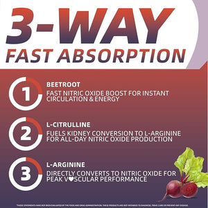Nitric Oxide Supplement - Beet Root Powder with L-Citrulline &amp L-Arginine Nitric Oxide Supplements for Men Women with Beetroot Supports Energy Heart Health BlackBerry Lemon Flavor 35-Day Supp
