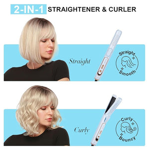 Hair Straightener and Curler 2-in-1 | Airflow Styler Curling Iron | Cool Air No Damage Fast Lock Curls | Rapid Heating 5 Temperature Settings | Dual Voltage