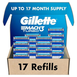 Gillette Mach3 Turbo Razor for Men 17 Blade Refills Holiday Gifts for Men