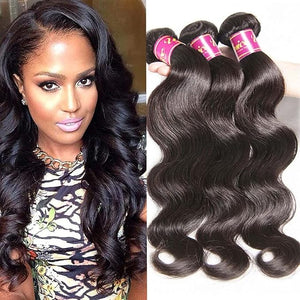 UNice Hair Brazilian Body Wave Human Hair 4 bundles 100% Real Unprocessed Virgin Human Hair Wavy Weave Extensions Natural Black Color 20 22 24 26 inch