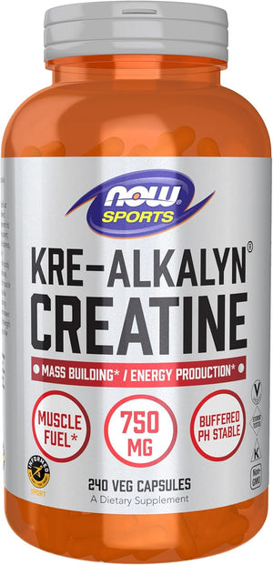 NOW Foods Sports Nutrition Kre-Alkalyn Creatine 750 mg Mass Building*/Energy Production* 240 Veg Capsules
