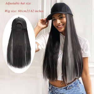 Women's Hat wig Duck Tongue hat collarbone Hair Straight hair inner Buckle wig Baseball Cap Sun Hat Wave Curly Hair