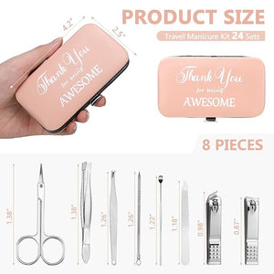 Therwen 24 Sets Christmas Manicure Set Stainless Steel Nail Clippers 8 in 1grooming Nail Kit Employee Appreciation Gift Professional Pedicure Tool for Men Women Coworker Personal Care(Pink)
