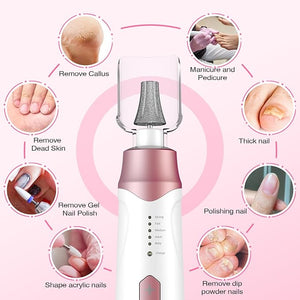Professional Electric Nail Drill 2000mAH Portable Cordless Electric Nail File 10 in 1 Manicure Pedicure Kit 5-Speeds Toe Nail Tools Hand Foot CareThick Toenail Grinder (Pink)