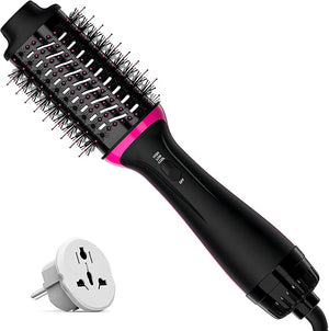 Dual Voltage Hair Dryer Brush for European Travel, Plus 2.0 Blow Dryer Brush with European Plug 110V-120V/220V-240V One Step Hair Dryer and Styler Volumizer with Negative Ion Anti-frizz Styling