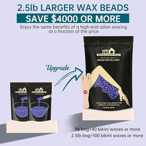 Lifestance 2.5lb Wax Beads Kit, Lavender Hard Wax Beans For Hair Removal Brazilian Bikini Leg Underarm, Waxing for Fine Coarse Hair Women Men Large Refill for Wax Warmers at Home