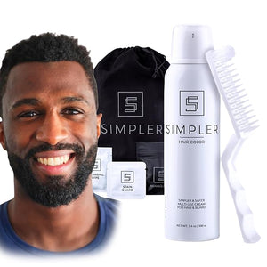 Simpler Men's Hair Color Kit - Full Gray Coverage - Natural Black &amp; Beard Dye - Easy Application for 100% Gray Hair - Natural Black