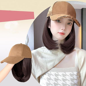 Women's Hat Wig Duck Tongue hat Collarbone Hair Straight Hair Inner Buckle Wig Baseball Cap Sun Hat Wave Curly Hair
