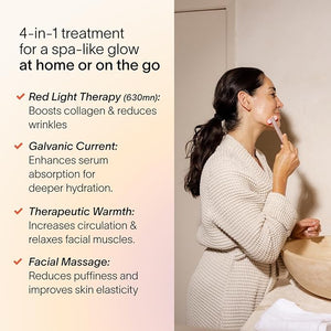 Solawave 4-in-1 Red Light Therapy Wand + Activating Serum | LED Skincare Device for Face &amp Neck | Facial Tool with Galvanic Current Massage &amp Therapeutic Warmth | Reduces Appearance of Fine L