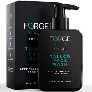 FORGE SKIN¢ç Beef Tallow Face Wash for Men [TALLOW-BASED] - Morning Nourishing Hydrating Facial Cleanser - Gentle Cleansing Moisturizer for Hydration - Exfoliating Facial Skincare for Clean Skin (5 OZ)