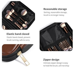 MAANGE 20 PCS Makeup Brush Set with Bag Double-ended Kabuki Brush Foundation Contour Brush for Liquid Powder Concealer Eye Shadows Cream Cosmetics Blending Blush Face Makeup Tools with Case (Coffee)