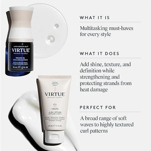 VIRTUE Healing Hair Oil &amp 6-in-1 Styling Cream Bundle Repair Protect and Style for All Hair Types Amazon Exclusive Color Safe