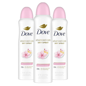 Dove Advanced Care Antiperspirant Deodorant Spray for Women 3 Pack Sakura Blossom &amp; Yuzu 72 hour sweat and odor protection 3.8 oz