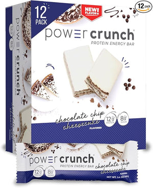 Power Crunch Protein Wafer Bars High Protein Snacks with Delicious Taste Chocolate Chip Cheesecake 1.4 Ounce (12 Count)