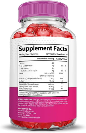 Justified Laboratories (2 Pack Bliss Keto ACV Gummies Advanced Formula 1000MG Bliss Keto Gummies Apple Cider Vinegar Boost Formulated with Pomegranate Beet Juice Powder B12 Vegan Non GMO 120 Gummys