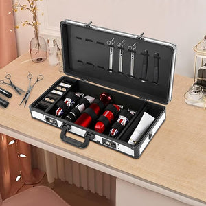 Professional Barber Supplies CaseBarber Case Clipper BagBeauty Salon Barber CaseHairdressing Tools Storage Case with Adjustable Shoulder Strap Secure Numlockfor Hair Stylist (White&ampBlack)