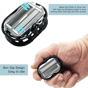 Premium Omnishaver Kit - The Fastest Way to Shave Head Legs Arms Body | An Alternative to Disposable Shaving Razors Self Cleans &amp Strops During Use with Shave Butter &amp Replacement Cartridge