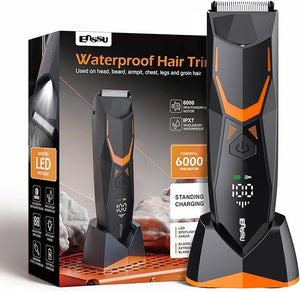Manscape Body Hair Trimmer for Men with LED Light for Balls/Pubic/Groin/Legs/Chest IPX7 Waterproof Body Groomer with Ceramic Blade Fast Charging Shaver for Wet or Dry Use