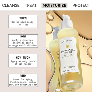 Naturium The Glow Getter Body Oil Multi-Oil for Intense Nourishment Hydrating &amp Moisturizing Formula Vegan &amp Cruelty-Free 3.4 oz