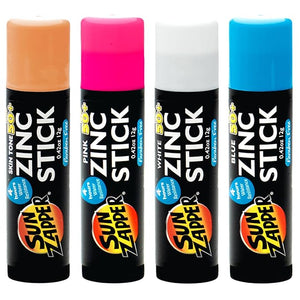 Sun Zapper Zinc Oxide Sunscreen Sticks ? SPF 50+ Water Resistant ? Beach Pack with 4 Colors (Light Skin Tone Pink White Blue) ? Broad Spectrum Sunblock for Face &amp Body ? Made in Australia