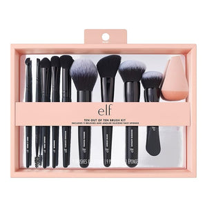 e.l.f. Ten Out Of Ten Brush Set 10 Piece Brush Kit Brushes For Face Makeup Eyes Brows &amp More Made With Synthetic Bristles Vegan &amp Cruelty-Free