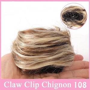 Hair Bun Chignon Space Buns Hair Pieces, Mini Claw Clip in Hair Bun Messy Cat Ears Hair Bun Extension Synthetic Donut Wig Accessory Updo Hairpieces for Women Girls Hair Bun Extensions (Color : 108)