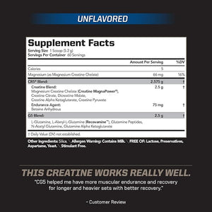 PMD Sports CG5 Premium Creatine &amp L Glutamine Powder Power Recovery Build Lean Muscle Increase Workout Performance Maximum Strength Pre Workout &amp Post Workout Unflavored 60 Servings