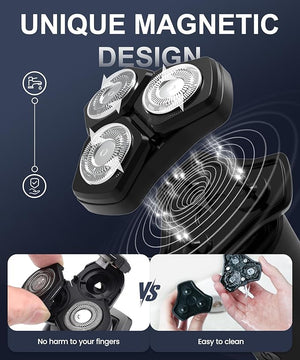 Electric Razor for Men10000RPM High-Speed Motor IPX8 Waterproof USB Fast Charging 5-Min Quick Charge &amp Travel LockBlack