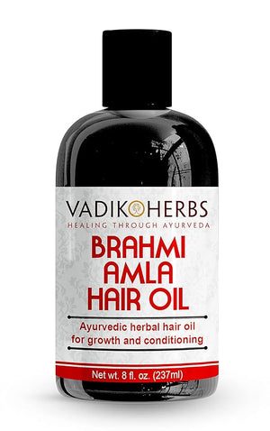 Vadik Herbs Brahmi Amla Hair Oil (8 oz) Ayurvedic herbal hair growth oil and hair conditioning oil with Rosemary Oil | Great for hair loss balding thinning for beard growthscalp treatment