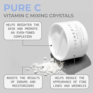 COSMEDIX Pure C Mixing Crystals Vitamin C Powder for Face - Brightening Facial Skin Care Products for Fine Lines &amp Uneven Skin Tone - Ultra Fine Mixing Face Powder for Moisturizers &amp Serums