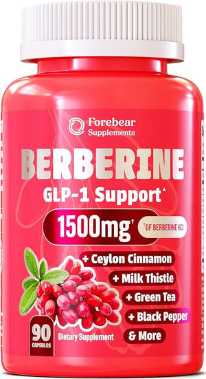Berberine 1500mg GLP-1 Weight Loss Supplement Pills for Women &amp; Men - Appetite Suppressant with Ceylon Cinnamon, Milk Thistle, Chromium Picolinate, Green Tea &amp; Alpha Lipoic Acid - 90 Veggie Ca