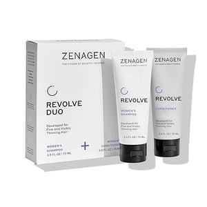 ZENAGEN Revolve Women's Travel Kit | Shampoo + Conditioner for Fine &amp; Visibly Thin Hair, Promotes Thicker Fuller Hair, Plant-Based Formula, Color-Safe, Vegan