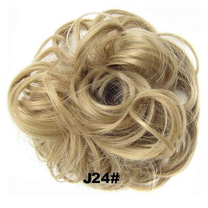 SONGCHAO Fake Hair Bun 1 Pack Messy Bun Hair Hoops Ponytail Hair Extensions Synthetic Donut Hair Bun Curly Wavy Hair Bun Wigs for Women Hair Accessories (Color : J24)