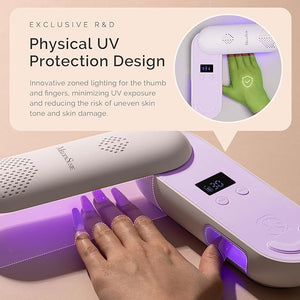 MelodySusie Compact Cordless UV Nail Lamp P-PLUS20F with Innovative Rotatable Panel &amp UV Protection Design Rechargeable UV Light Cures All Gels Especially Rhinestone Glue &amp Liner Gel Polish