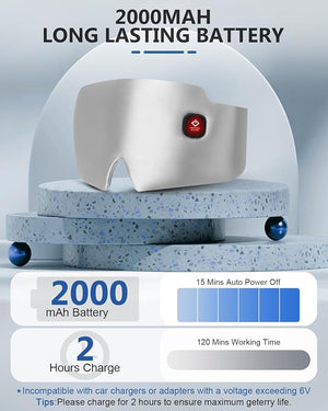 Silk Heated Eye Mask 2000mAh Large Size Cordless Sleep Mask Warm Eye Compresses Electric Eye Heating Pad for Stye Blepharitis Dry Eyes Sinus Migraine Gifts for Men Woman (Grey)