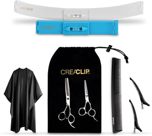 Original CreaClip Complete Package - Haircut Tool, Professional Scissors Hair Cutting Kit, Hair Thinning Shears with Hair Cutting Comb, Home Salon Kit for Women Adults Kids (Set of 7)