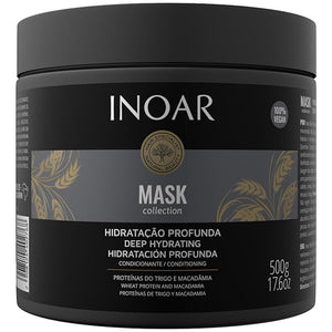 INOAR Mask Hair Moist Mask with Macadamia Oil &amp Wheat Proteins for Deep Hydration &amp Repair 17.6 oz