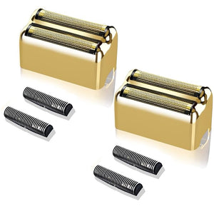 Professional Replacement Foil and Cutters for BaBylissPRO Barberology Double Foil Shaver Compatible with BaBylissPRO Barberology FXFS2 Shaver (2 gold)