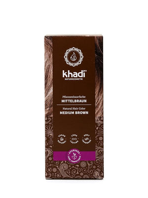 khadi MEDIUM BROWN Natural Hair Color - Hair dye for lively warm cinnamon brown to strong deep medium brown - 100% plant-based - 3.5 oz
